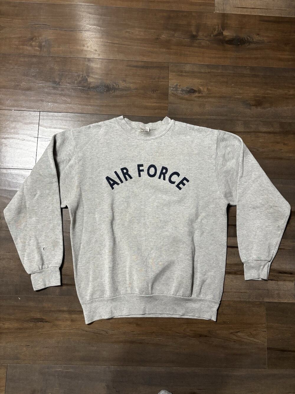 Vintage 90s US Air Force Sweatshirt Crewneck Spell Out Military Gray Tultex S